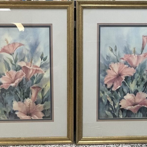 Margaret Hall Hoyback . S.C. Watercolorist . Watercolor Print . "Flower Garden" . Signed by Artist .