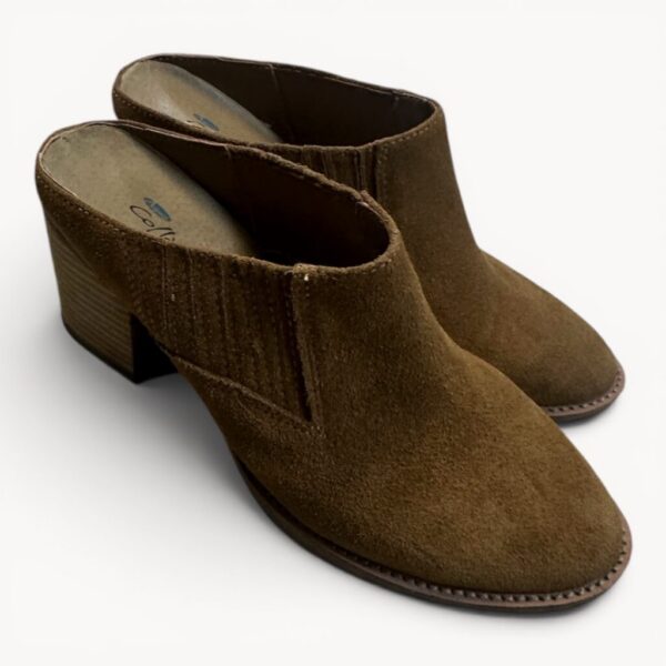 Suede Block-Heel Mules