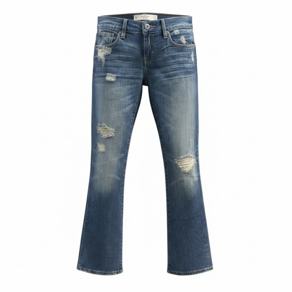 Abercrombie & Fitch Mid-Rise Distressed Flare Jean