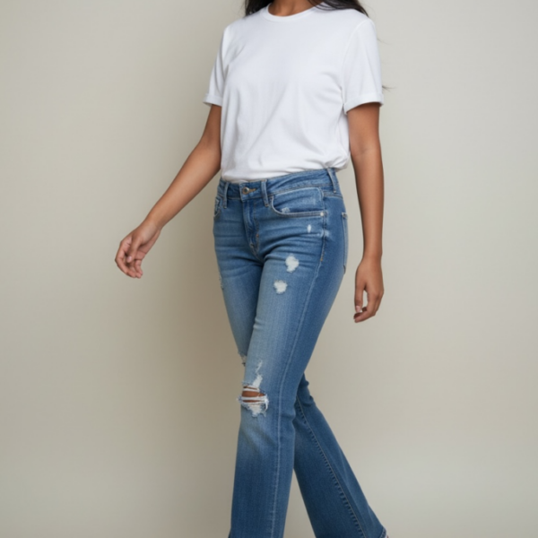Abercrombie & Fitch Mid-Rise Distressed Flare Jean