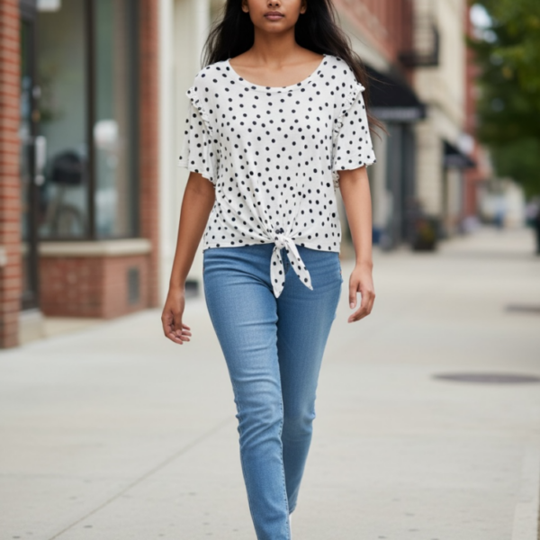 White & Black Polka Dot Shirt