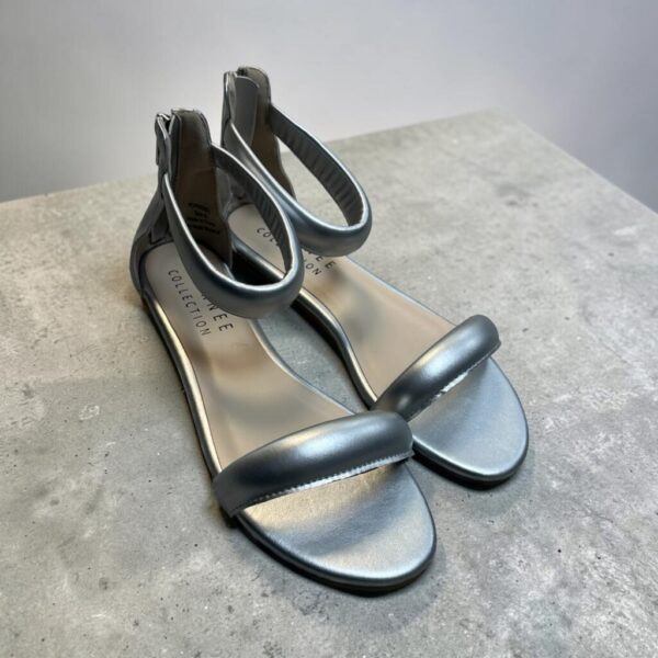 Journee Collection Metallic Silver Padded Flat Sandals
