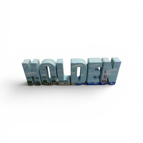 Coastal Hand-Painted "Holden Beach" 3D Block Sign