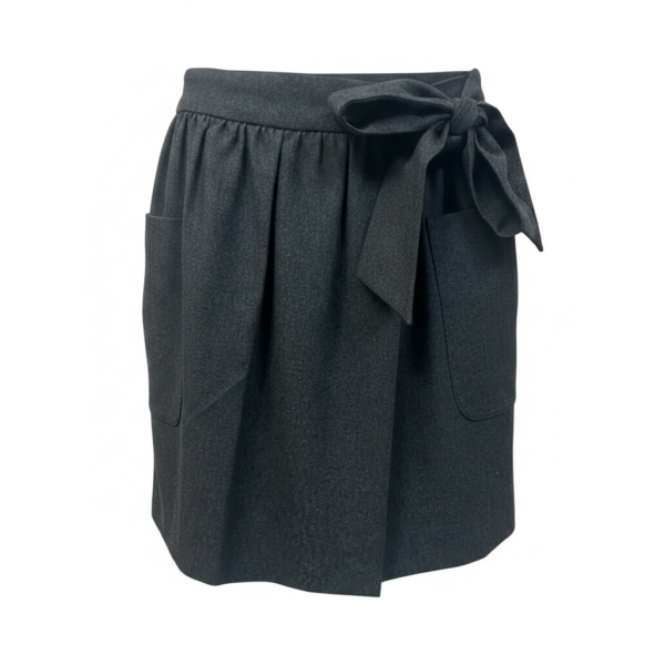 Charcoal Grey Tie-Waist Pocketed Mini Skirt