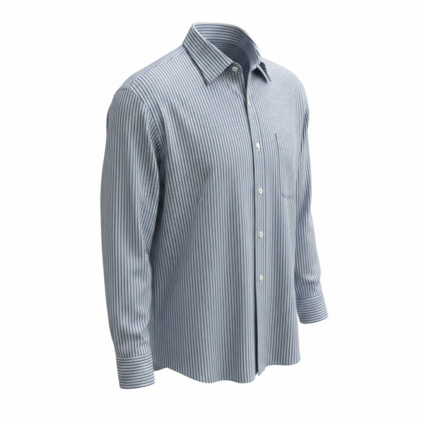 Men’s Blue & White Vertical Striped Long-Sleeve Dress Shirt (Size 19 34/35 Big)